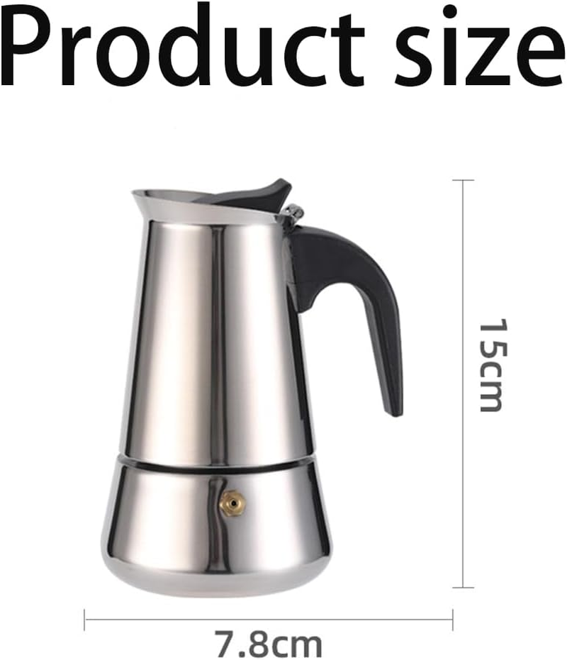 Portable Maker Pot for Induction Cooktops,Espresso Maker 100Ml,Moka Pot with Coffee Percolator Design,Stainless Steel Stove Top Coffee Maker for Camping or Home Use,Coffee Maker Stovetop(2 Cup) image number 2