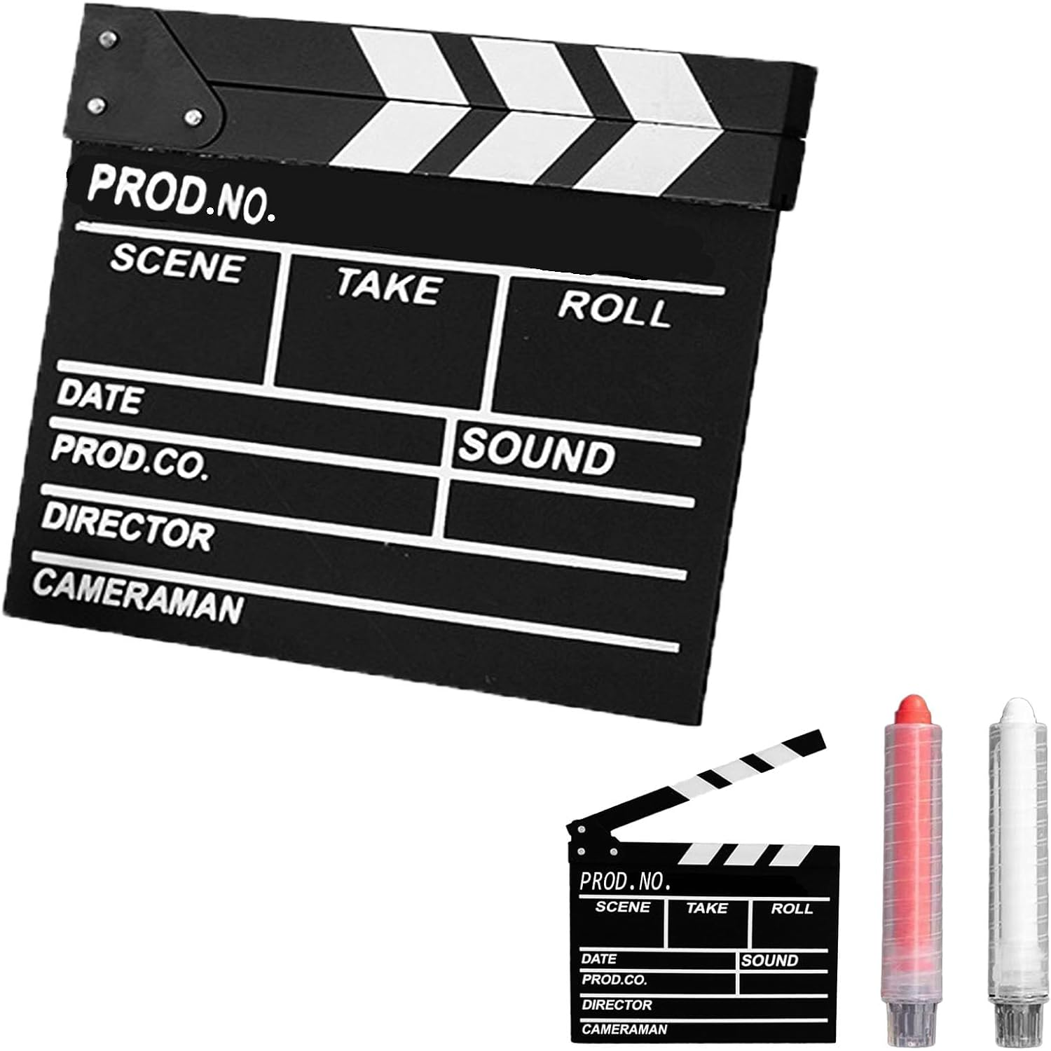 Hollywood Directors Clapboard with Erasable Pen - 10.63X11.8 Inch Black Film Clapper Board for Movie Theater Props, Photography Studio, Video & Television Production - Vintage Wooden Slate image number 2