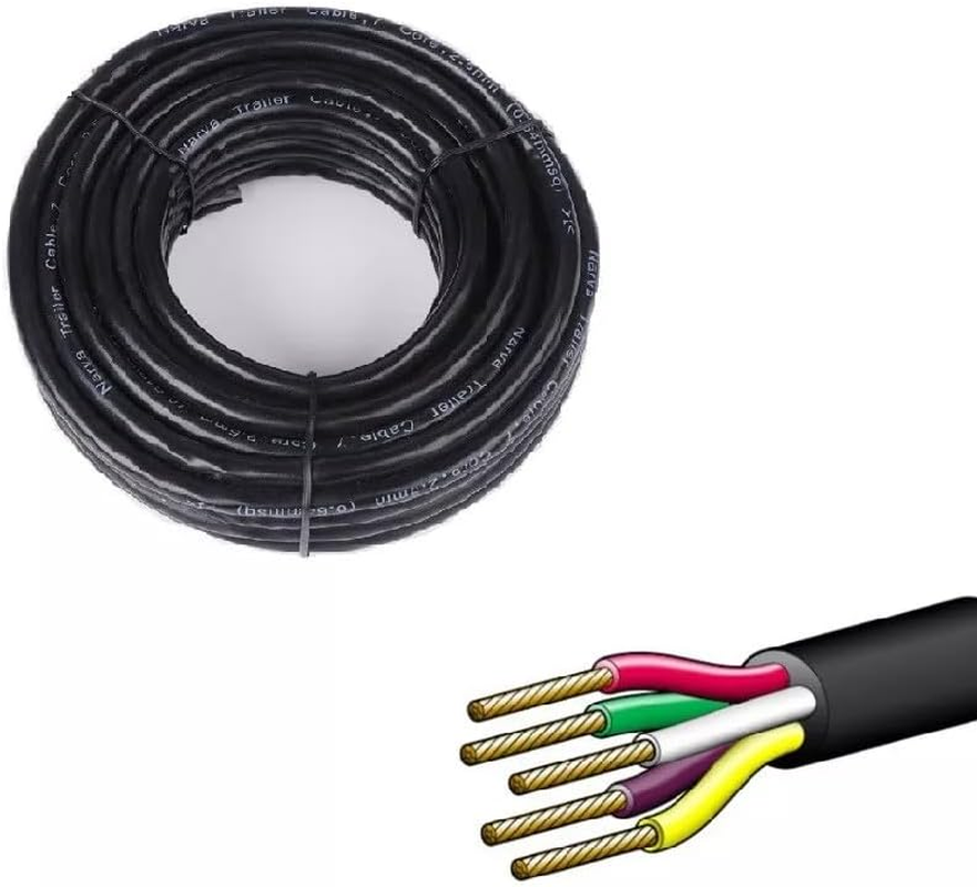 HORUSDY 30M 5-Core Trailer Cable - Heavy Duty Oxygen-Free Copper Wire for Caravan, Boat, Truck - Weatherproof and Corrosion Resistant (5-Core, 30M)
