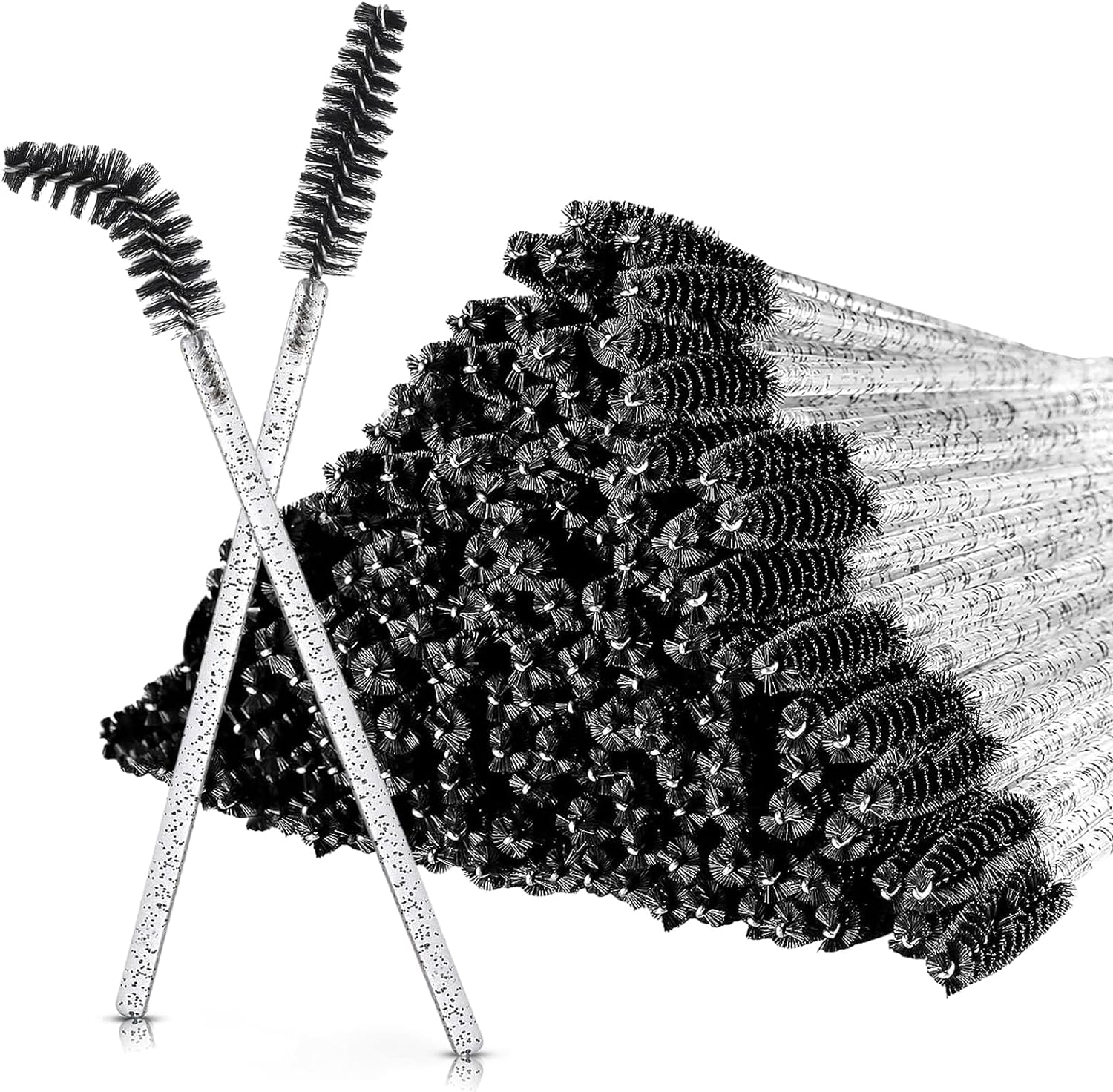 Eyelash Brush,100Pcs Mascara Wands, Disposable Eyelash Brushes, Crystal Lash Wands for Eye Lash Extension, Eyebrow and Makeup (Black) image number 5