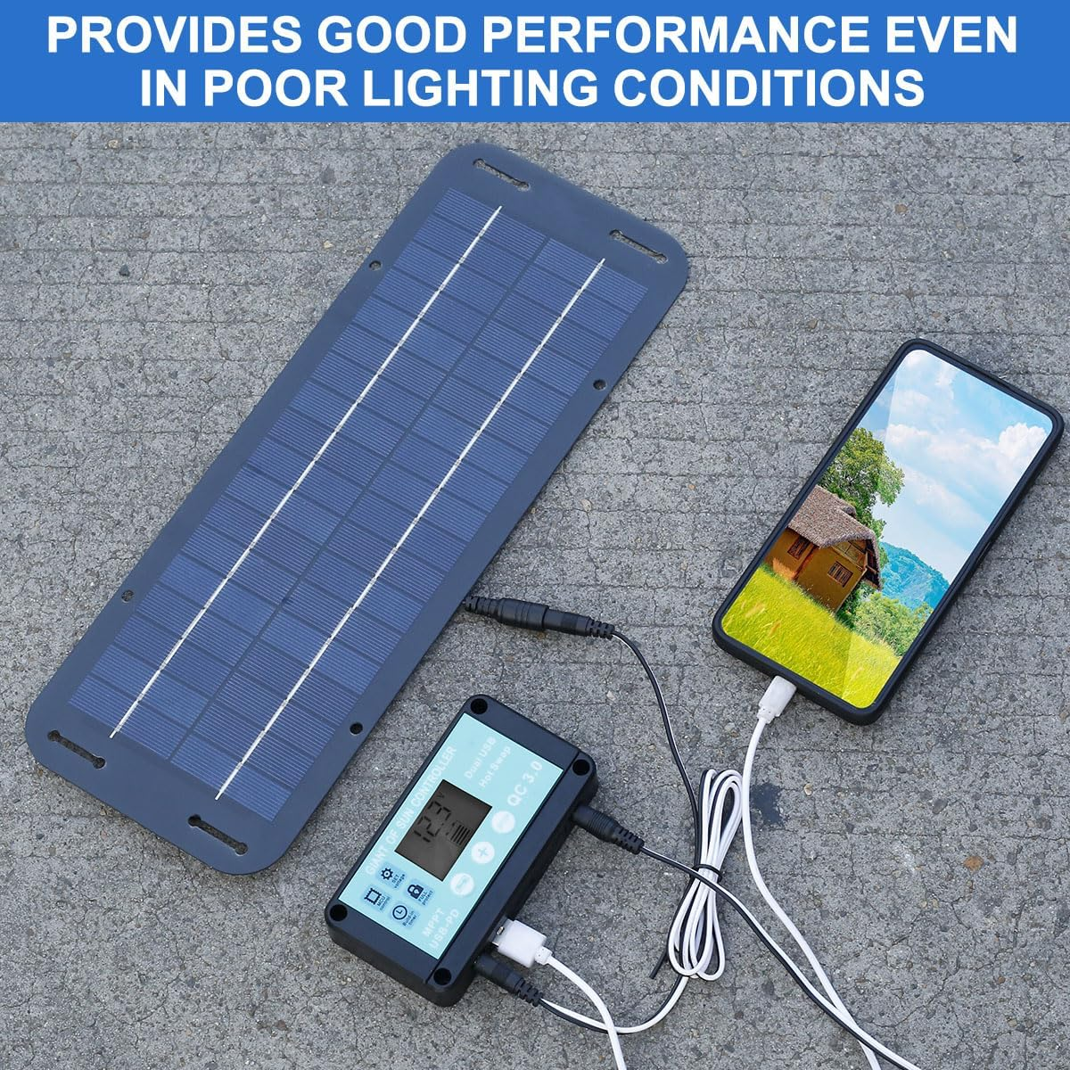 Solar Panel Kit, 12V 30W IP65 Waterproof Trickle Charger, Portable Monocrystalline Solar Powered Battery Charger with Voltage Regulator for Car, RV, Boat, Motorcycle image number 4