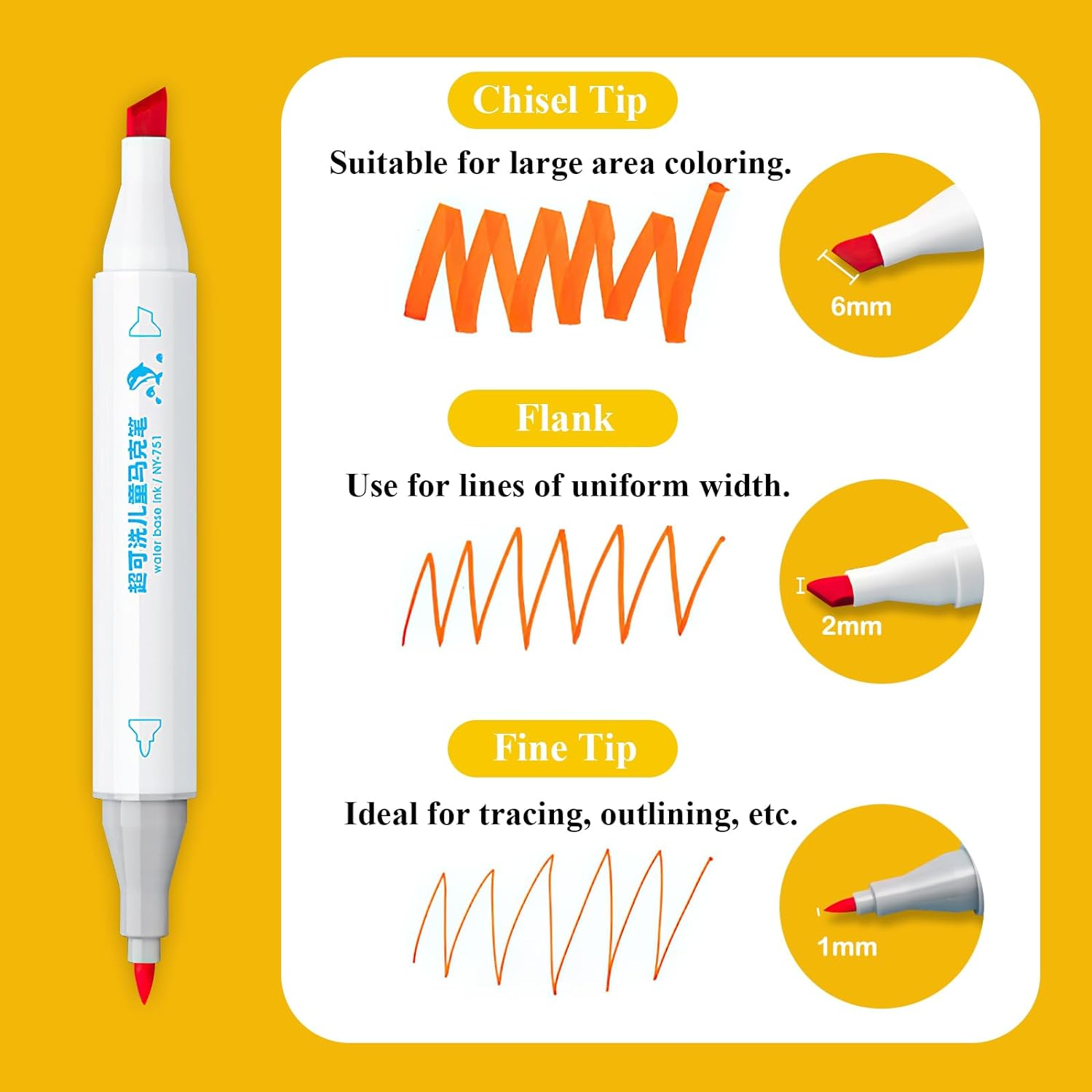SAYEEC Washable Markers, 24 Colors Art Markers Set with Case, Fine Chisel Dual Tips Drawing Pens Water-Based Markers for Kids Artist Adults Coloring Books Sketching Journaling Illustration Manga Comic - 24 Colors image number 2