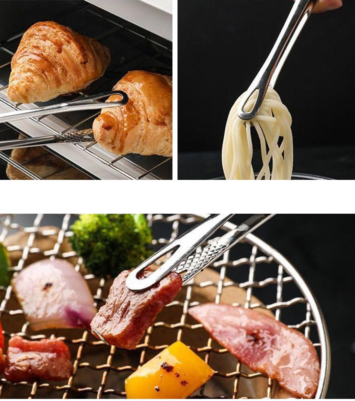 &zwnj;Korean & Japanese BBQ Tongs 2 Pack, Stainless Steel Grill Tongs for Cooking, Heat-Resistant, Rust-Proof, Easy to Clean, Perfect for Home, Restaurant, Outdoor Barbecue(11 Inch) image number 1