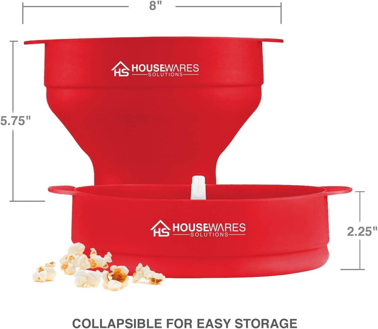 Collapsible Silicone Microwave Hot Air Popcorn Popper Bowl with Lid and Handles - Aqua image number 2