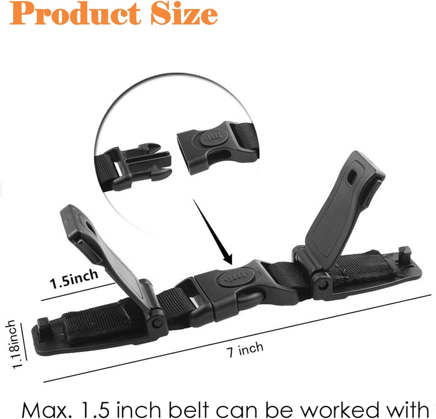 2 PCS Car Safety Seat Strap Clip, Car Seat Chest Clip Buckle, Compatible with Seat, Stroller, High Chair image number 6
