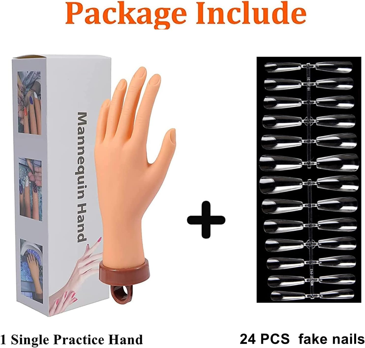 Nail Practice Hand for Acrylic Nails, Mannequin Hands for Nails Practice, Flexible Fake Hands to Practice Fake Nails Bendable Fake Hand Manicure Practice Hands Nail Art Training Hand 1Pc