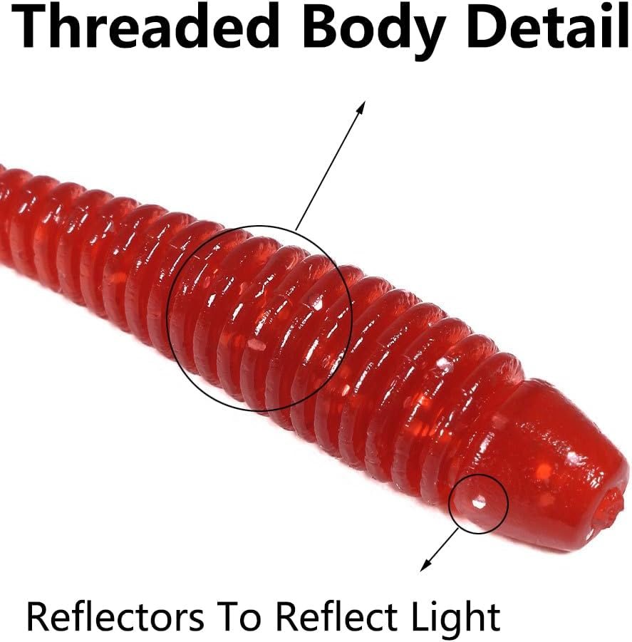 50Pcs Soft Plastic T-Tail Grub Worm Baits Fishing Lures Fish Tackle Gear Accessories Suitable for Catching Bass Trout Salmon