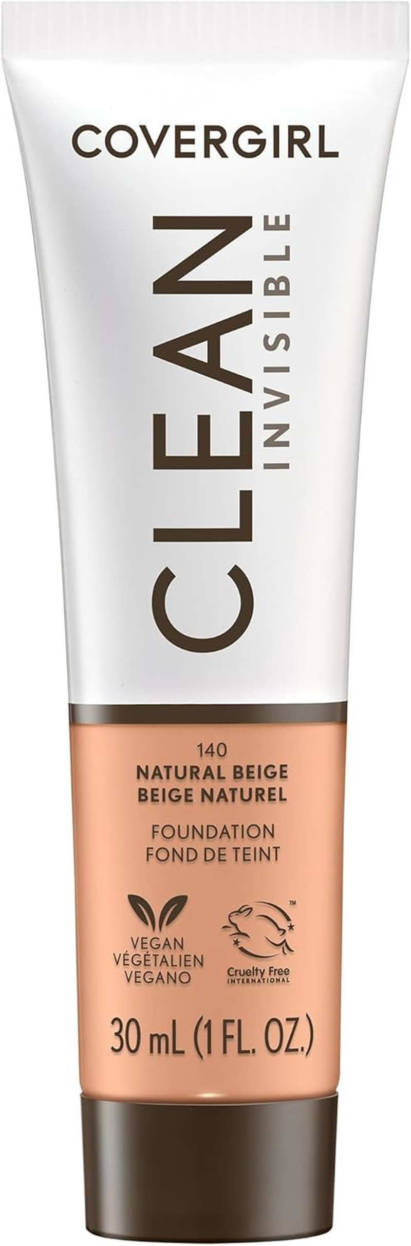 Covergirl Clean Invisible, Porcelain, Foundation, Blendable Formula, Buildable Coverage, Lightweight, Natural Finish, Non-Comedogenic, 30Ml (Pack of 2)