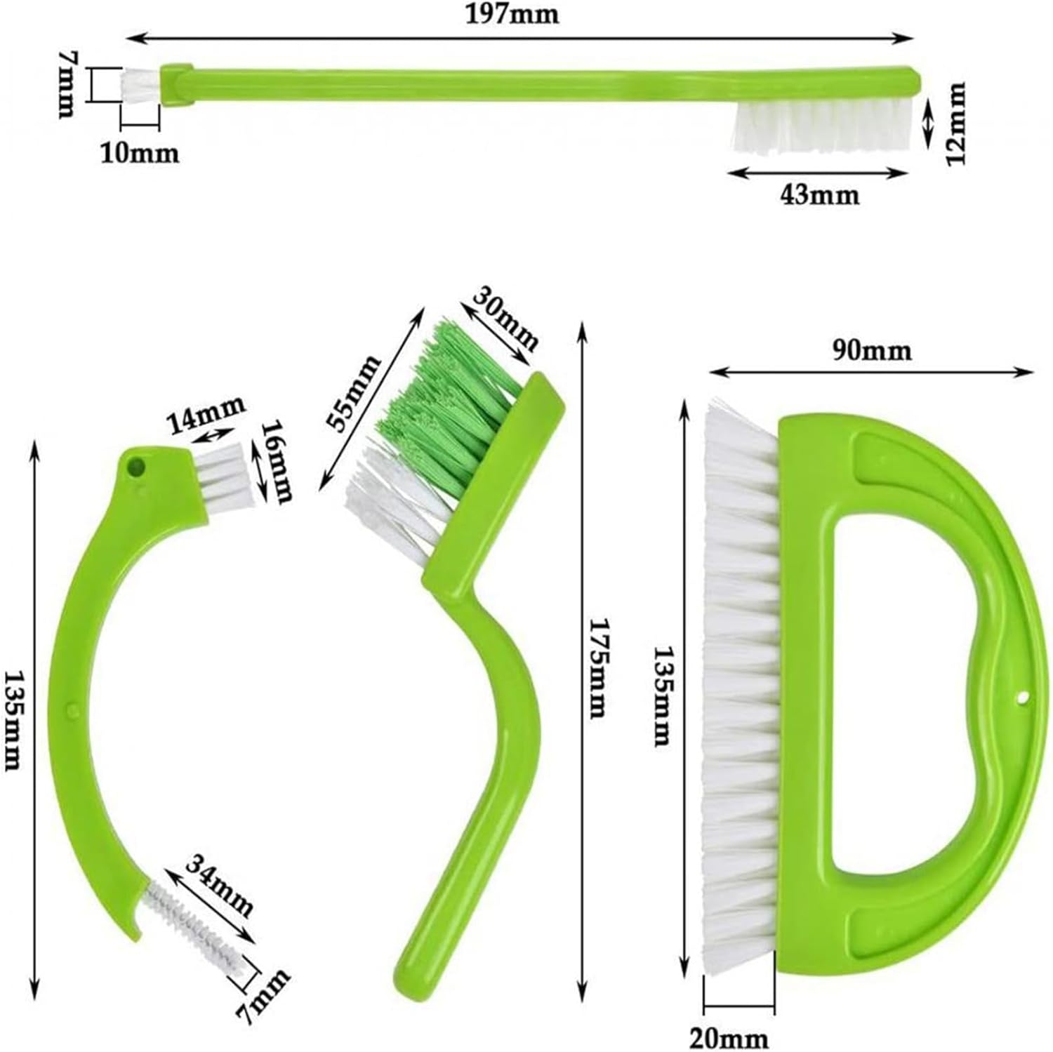 Tile Grout Cleaner Brush, Tile Joint Scrub Brush with Handle, Stiff Cleaning Brush for All of the Household Such as Shower,Bathroom, Kitch, Seams, Floor Lines (4 in 1) image number 4