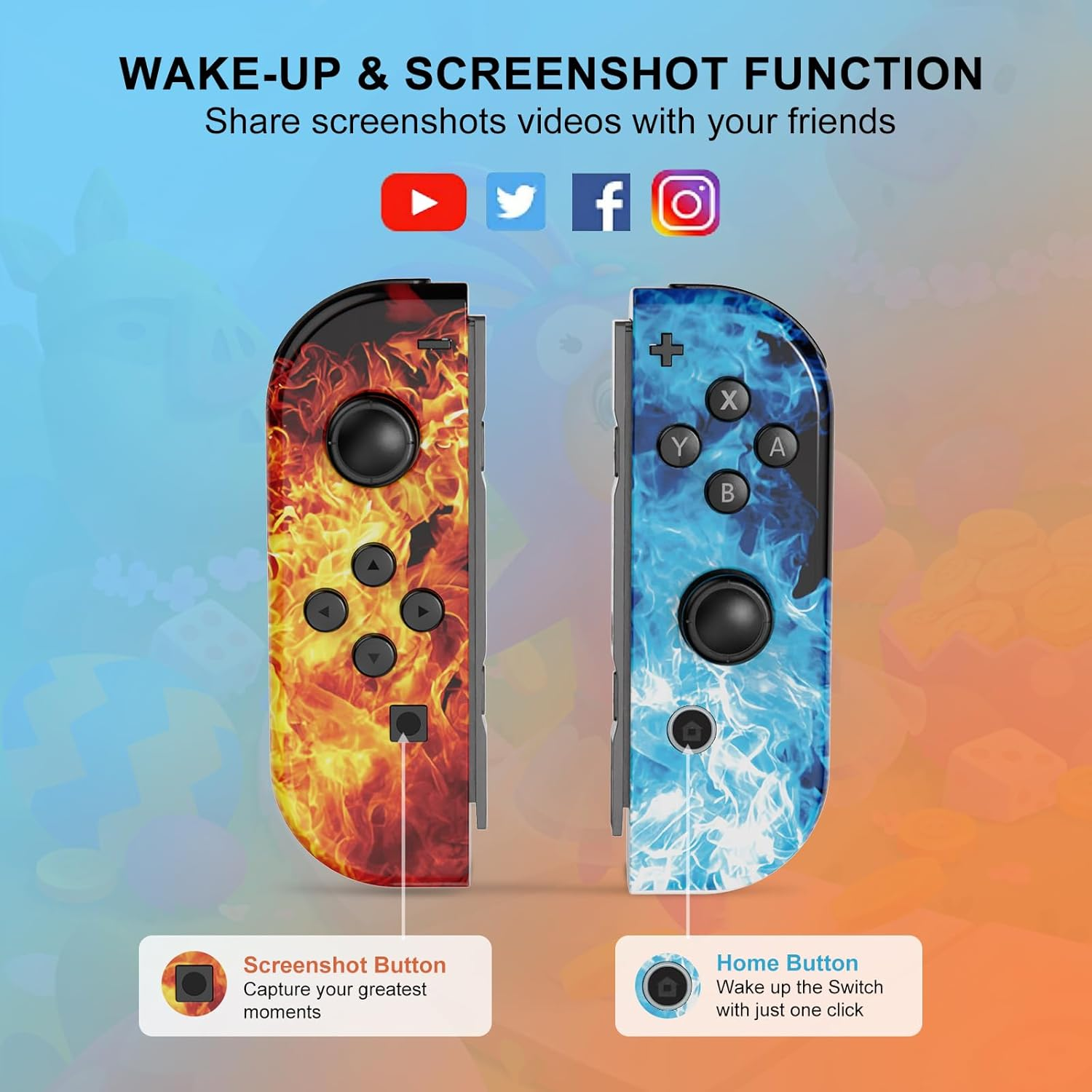 Lungdongquest Controller Compatible with Switch,Replacement Wireless Controller for Switch/Lite/Oled,With/Dual Vibration/Motion/Wake-Up/Screenshot