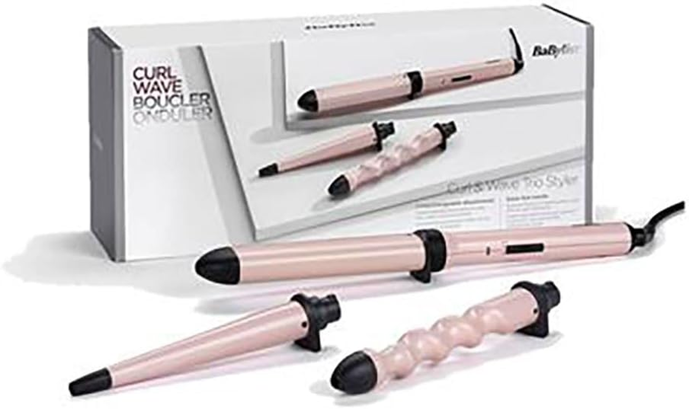 Babyliss Curl and Wave Trio Multistyler, Professional Curling Iron with 3 Attachments for Curls, Waves and Beach Waves, Soft Pink, MS750E image number 1