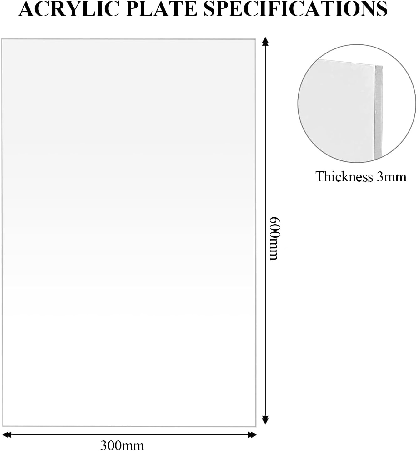 Acrylic Sheet 300&times;300&times;3Mm-300&times;800&times;3Mm, Acrylic Panel Suitable for Househld Decoration, Display, Picture Frame, Painting,300&times;600Mm image number 6