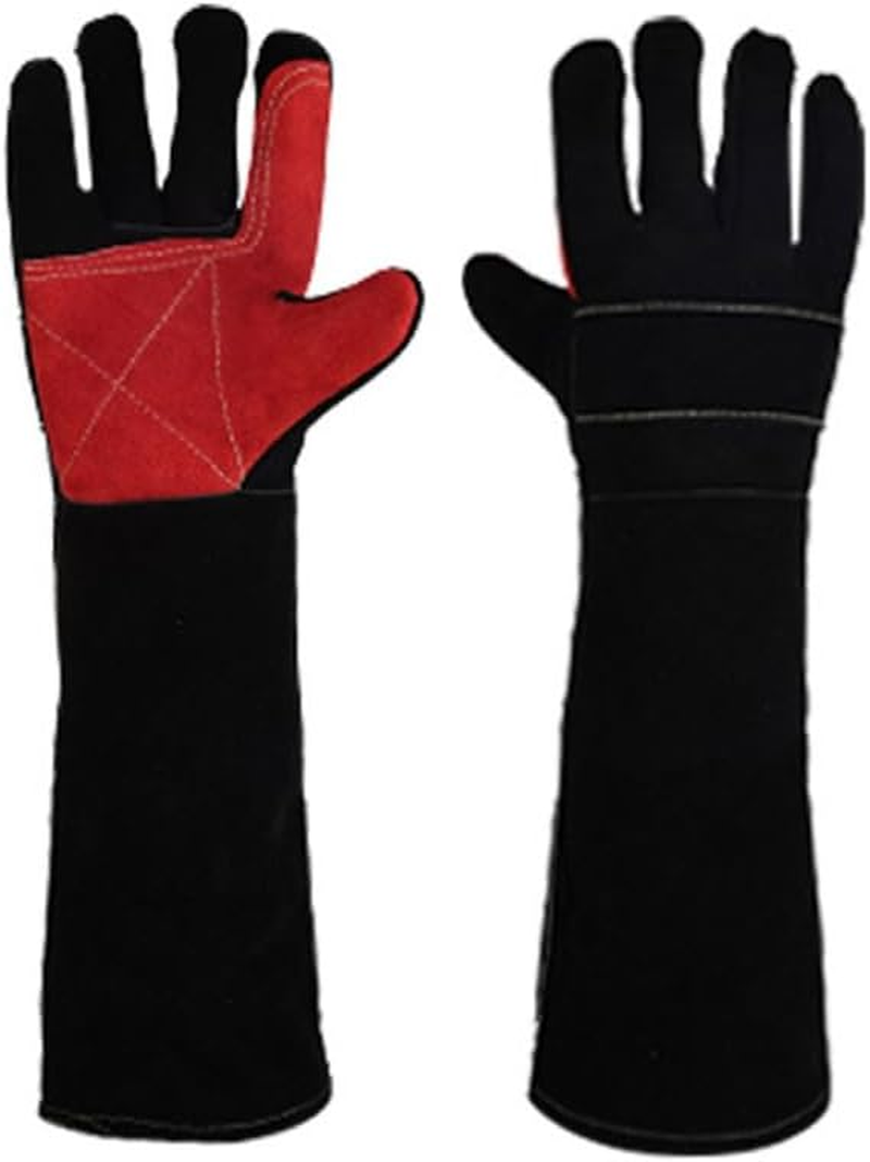 Ariv Hommey 45Cm Animal Handling Gloves Bite Proof Double Leather Reinforced Padding Dog,Cat Scratch,Bird Handling Falconry Gloves Grabbing Reptile Squirrel Snake Bite Extra Heat Protection