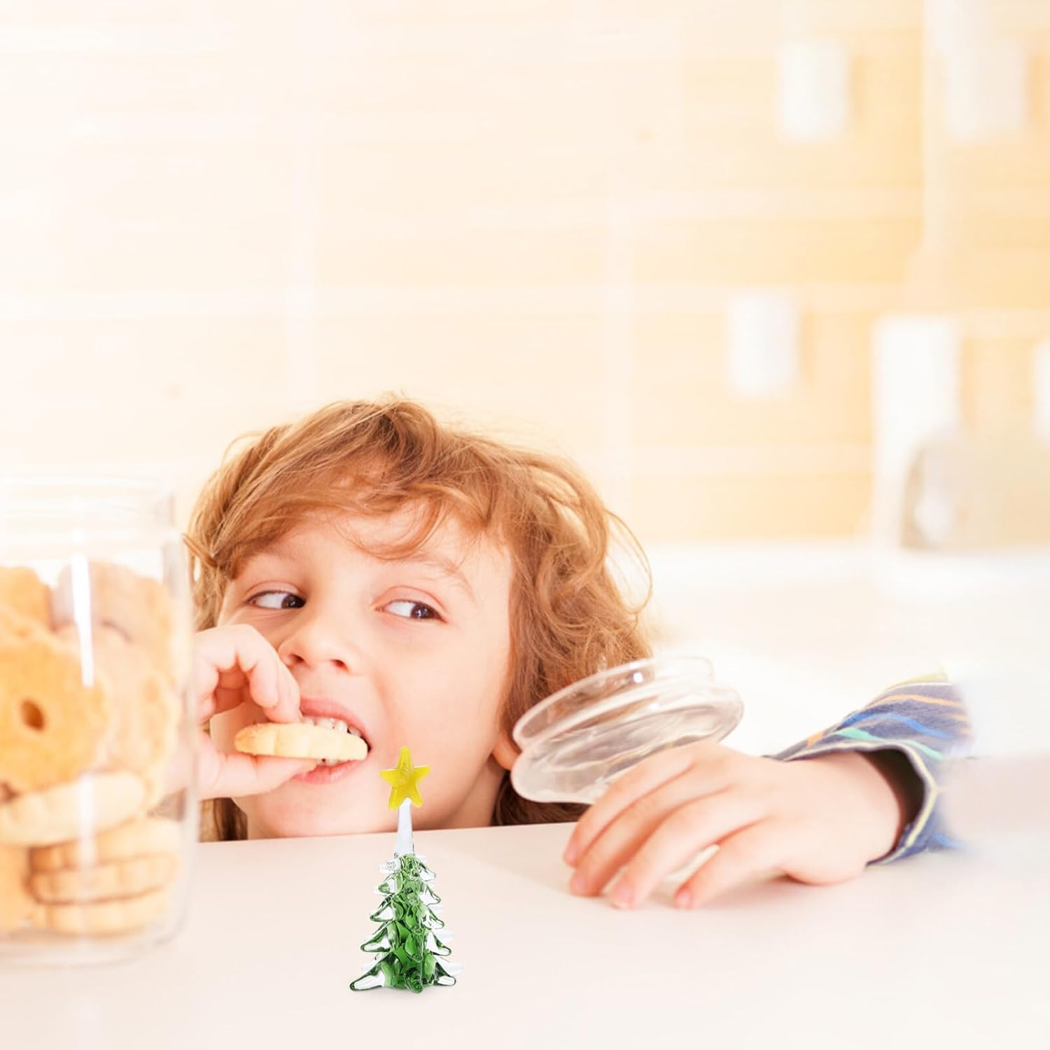 DECHOUS Decor Christmas Ornaments Tabletop Xmas Trees Christmas Supplies Tabletop Trees Christmas Tree Ornaments Christmas Trees Christmas Party Trees Xmas Pentagram Crystal Fireplace image number 6