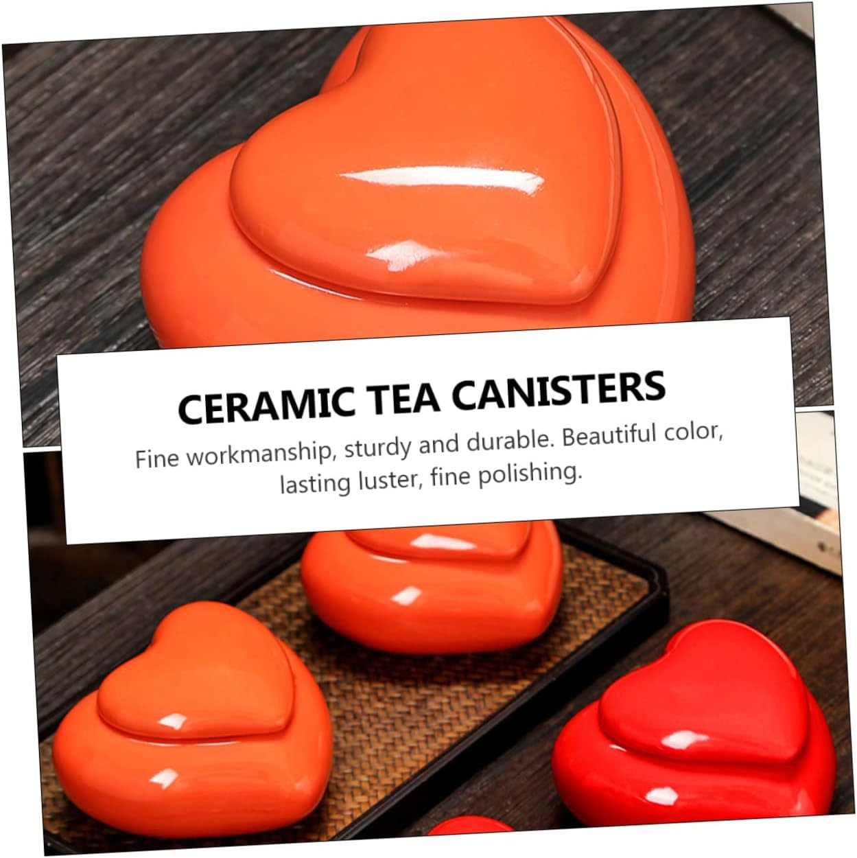 SHOWERORO Creative Heart-Shaped Ceramic Tea Jar Souvenir Lid Storage Container for Tea-Leaf Empty Jar for Home Decor image number 2