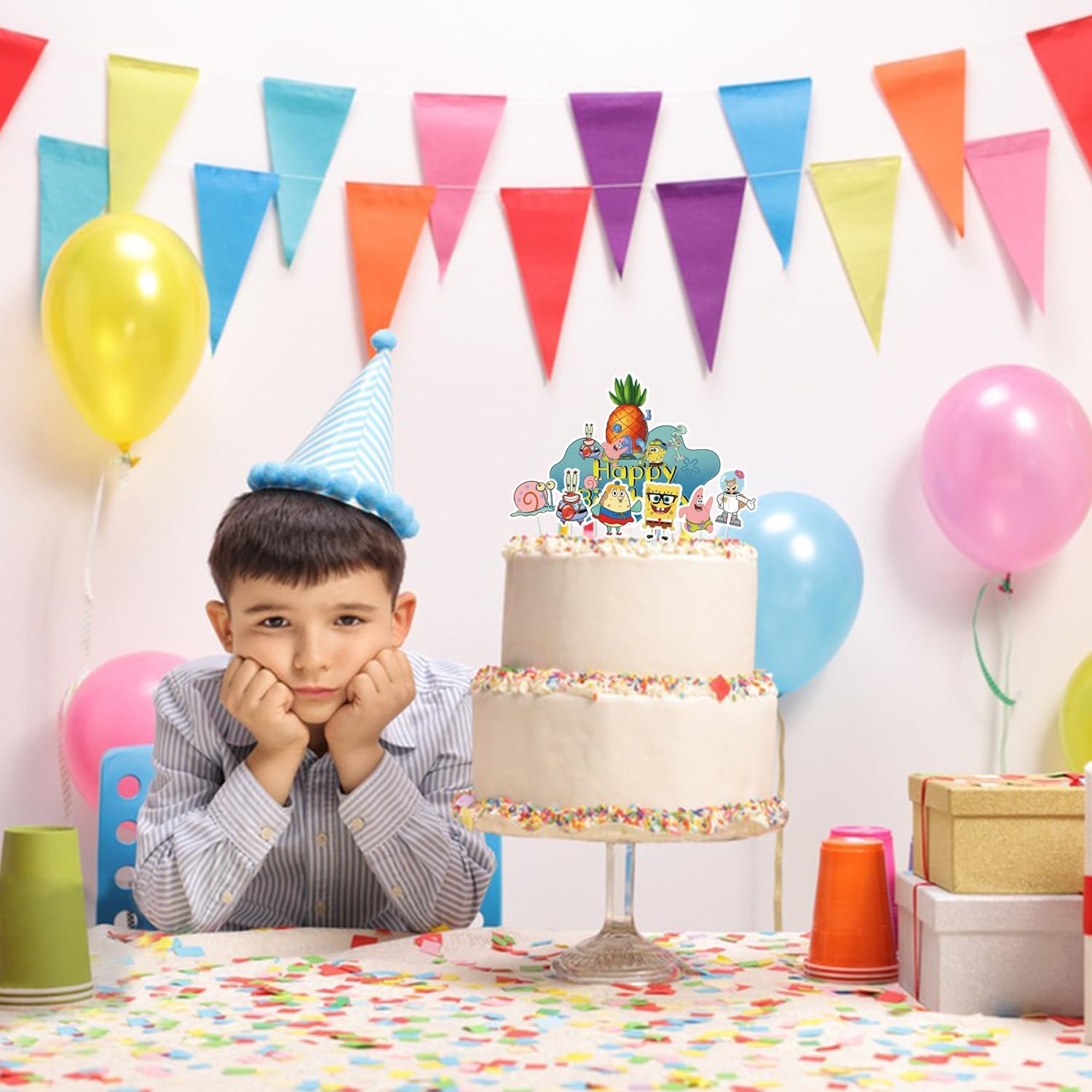 Sponge Cake Decoration 49 Pieces Cake Decoration Cake Topper Cupcake Topper for Children, Girls, Boys, Birthday Cake Decoration image number 2