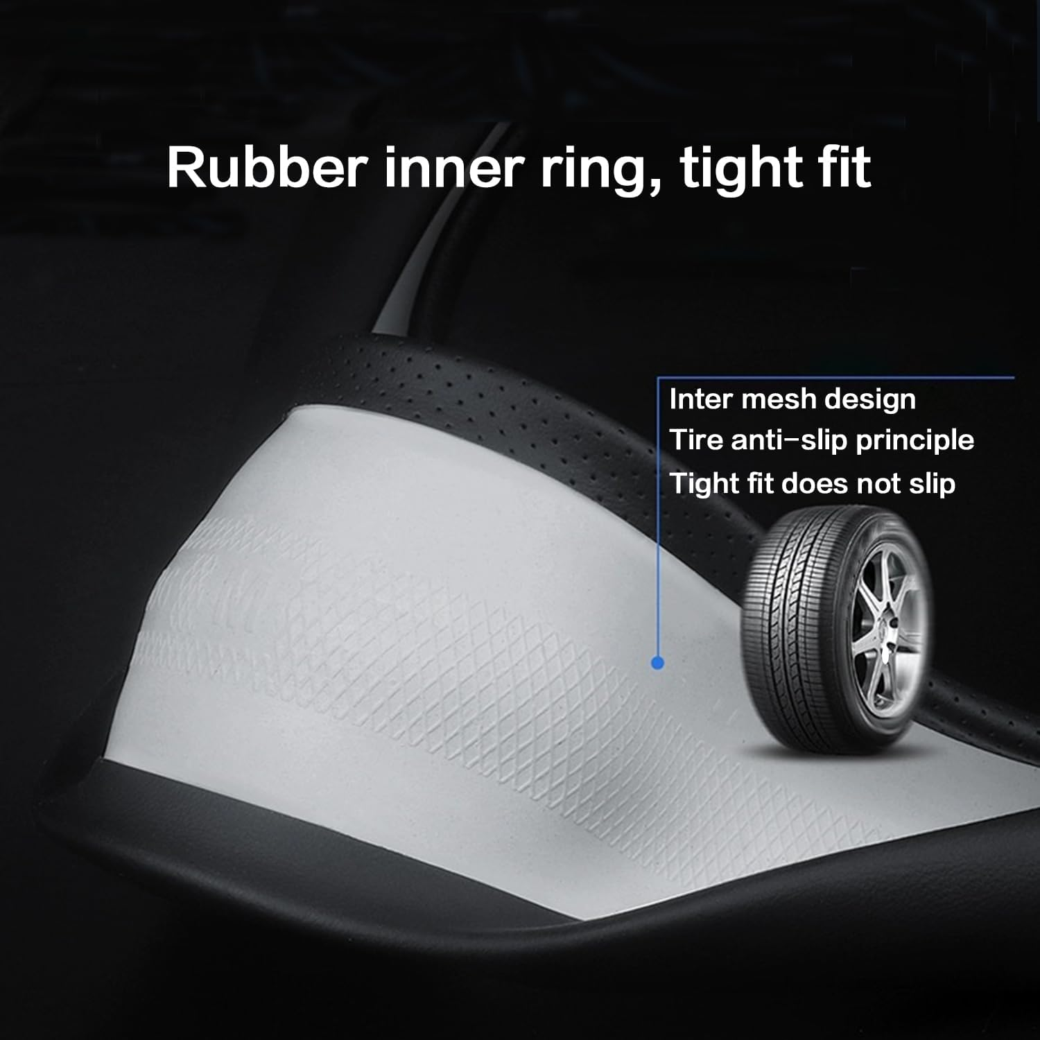 Car Steering Wheel Cover Compatible with Subaru Forester Impreza Legacy Outback Ascent Tribeca Crosstrek BRZ Baja 14.5-15 Inches, Ultra-Thin Design Premium Nappa Leather (Black-A) - Black With Line-C image number 6