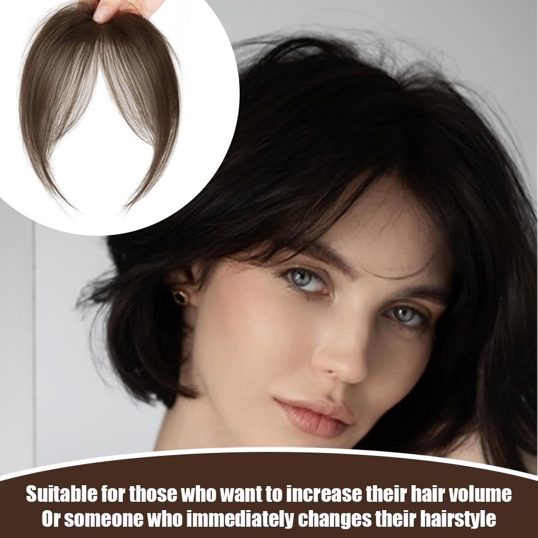 RTRTGS Clip-In Fringe Human Hair Extensions, Flat Face Fringe with Fringe Hairpieces for Women, Fake Bangs, Bangs, Pony Hairpiece, Real Hair image number 2