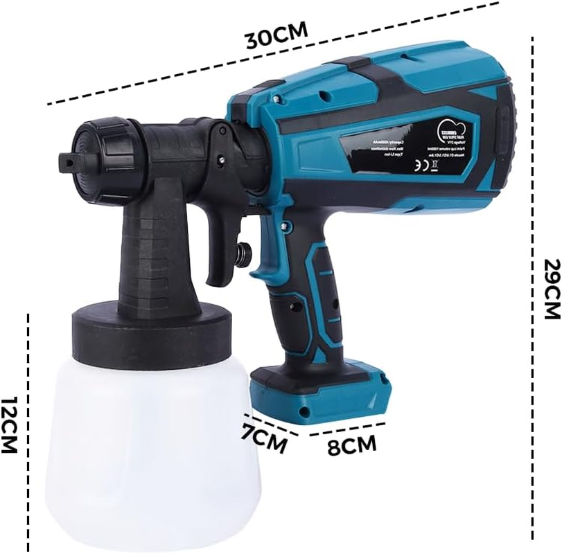 ALSTON Cordless Spray Gun Handheld Paint Sprayer Adjustable Spray Gun Paint Sprayer Compatible with Makita Battery (Battery Not Included)