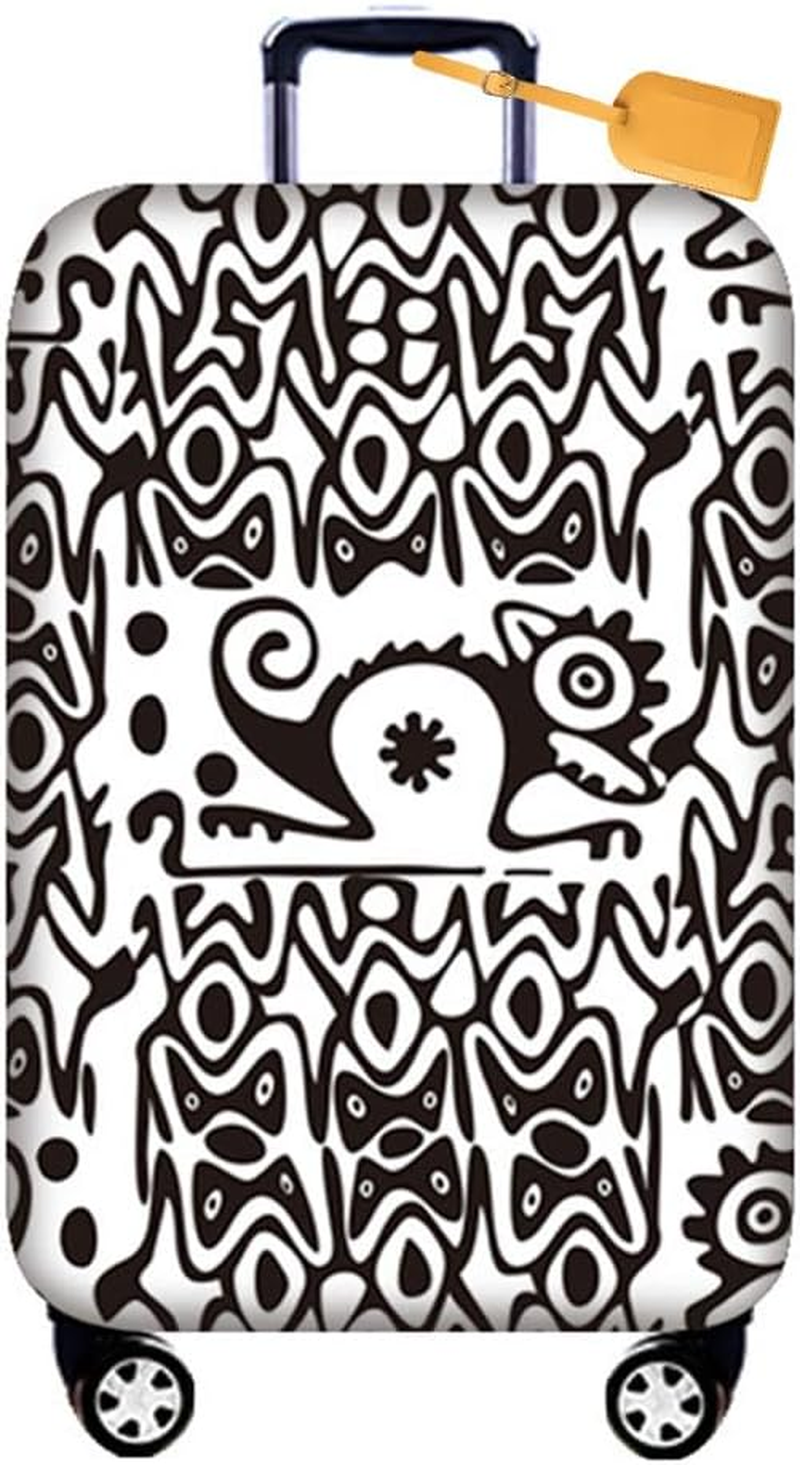 Morbuy 3D Collage Washable Suitcase Protector Anti-Scratch Elastic Spandex Suitcase Cover Fits 18-32 Inch Trolley Luggage Travel Accessories with Luggage Tags (M(22"-24"),Painting)