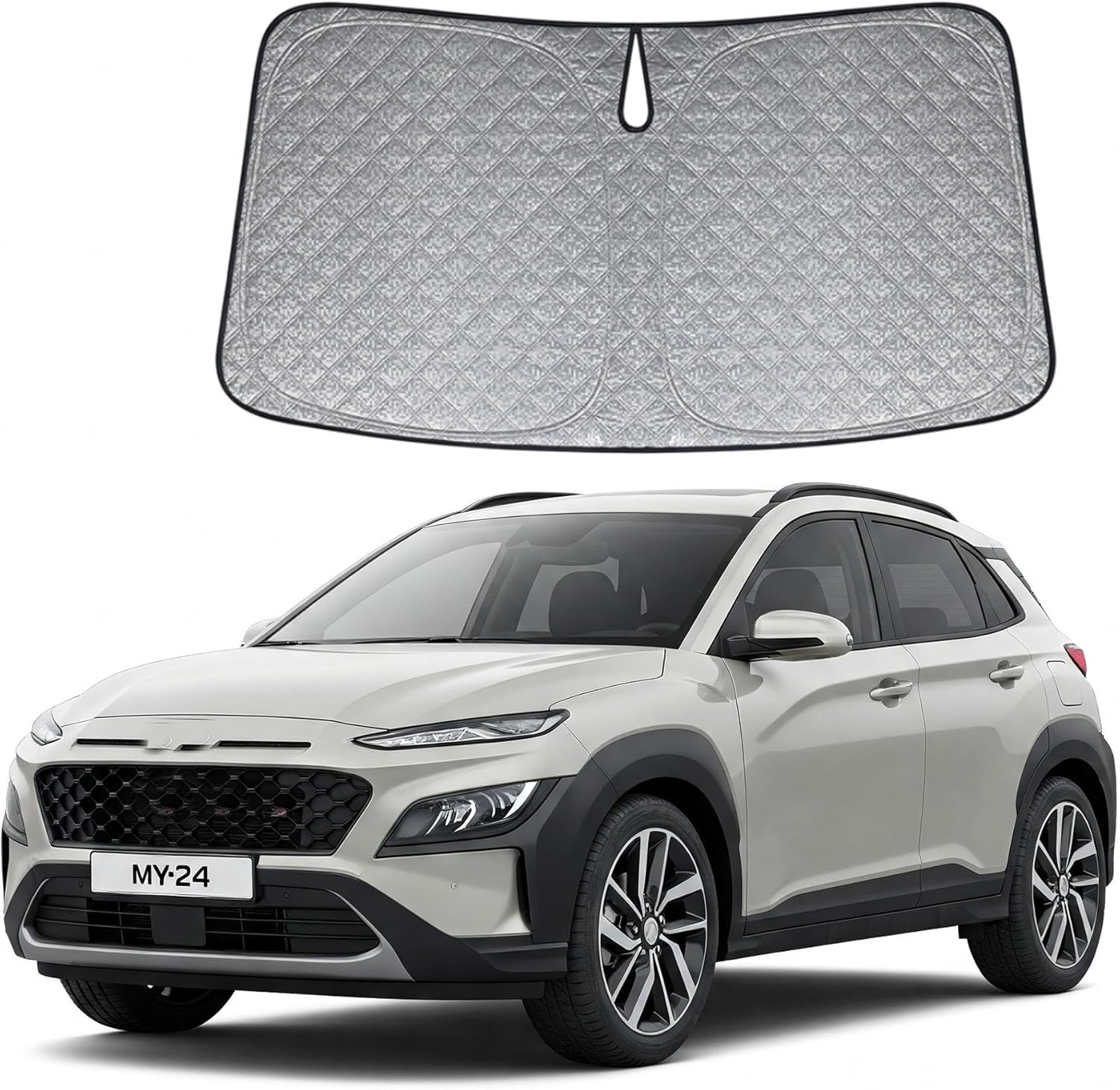 OTTO SHADES 6 Layers Thick Windscreen Sunshade for Hyundai Kona 2023-2025 Certified Foldable Windshield Sun Visor Proven to Block 99% UV Rays Heat Shield Cover Keeps Car Cool image number 2