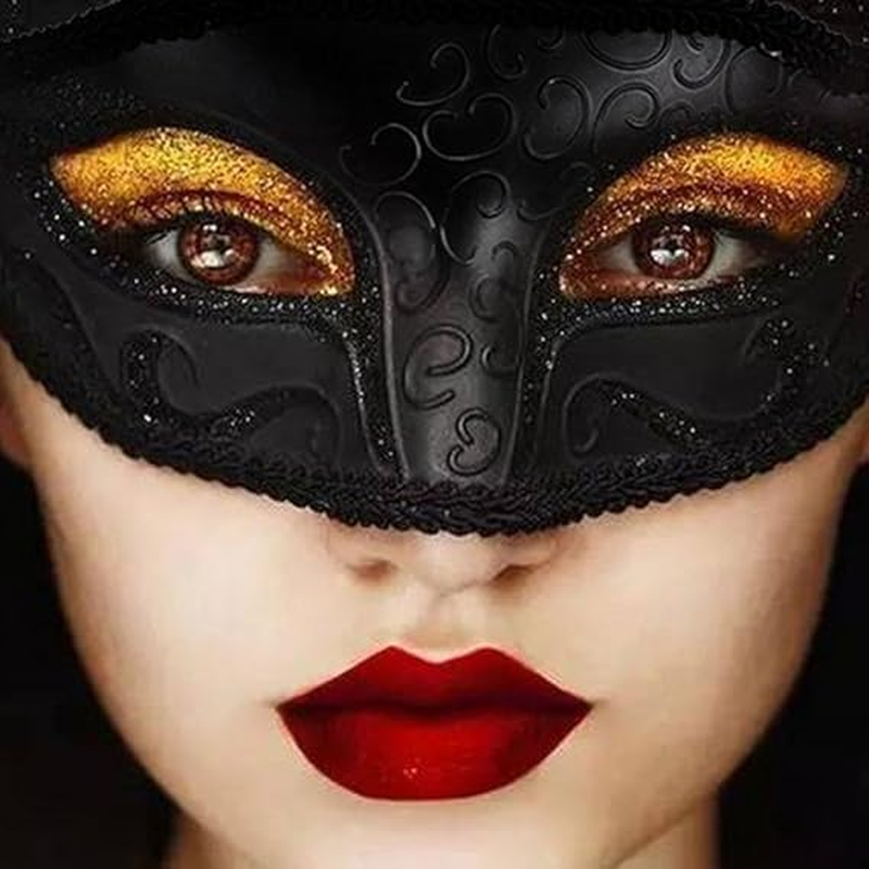 ZUJIACUN Couples Masquerade Masks, Cosplay Party Masks, Halloween, Dance Christmas Decorations, Lace Masks for Men and Women image number 4