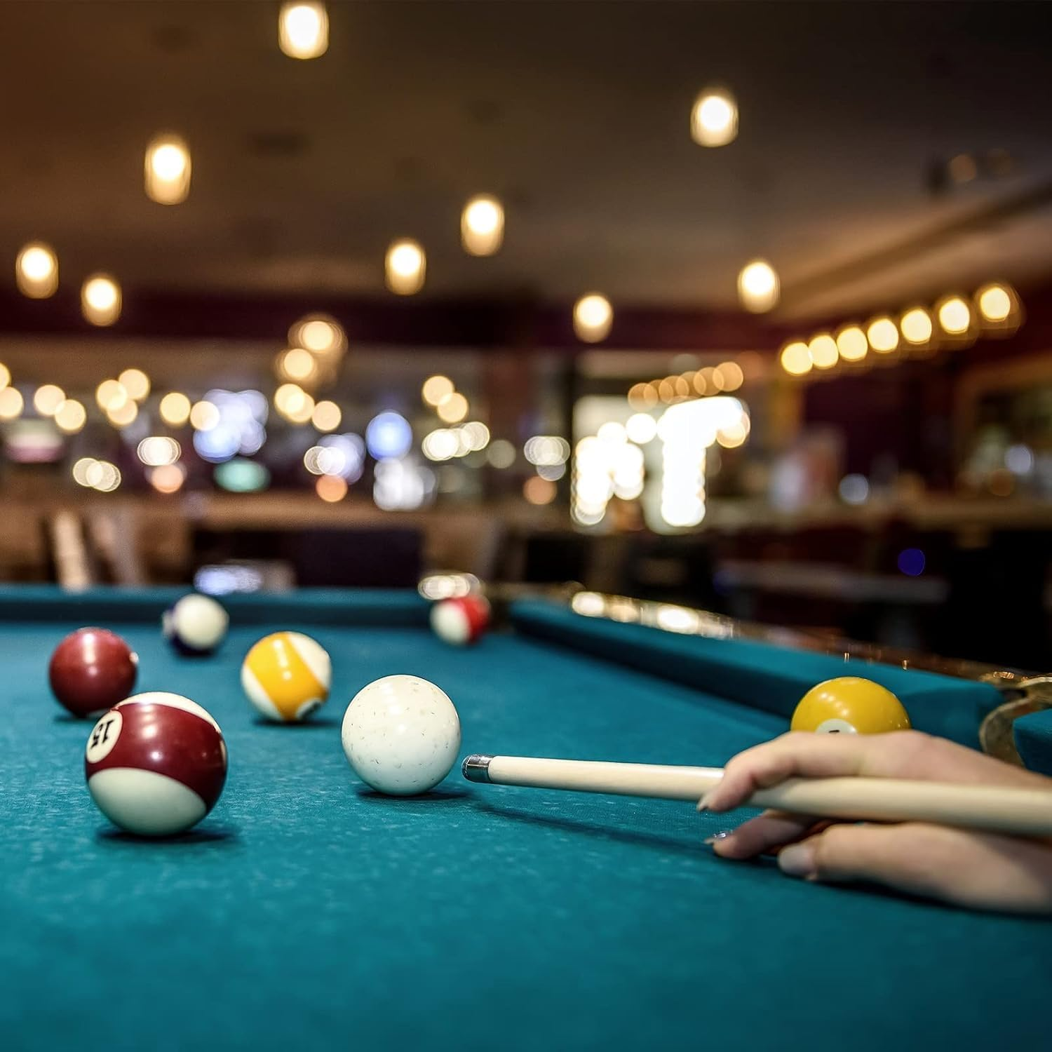 Billiards Digital Dice and Billiard Dice Bottle Kit,Billiard Game Kelly Pool Shaker Bottle with Standard 16 Numbered (Red)