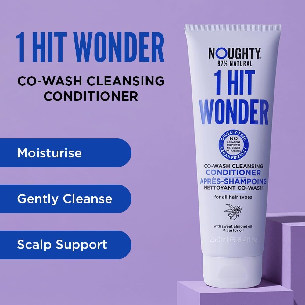 Noughty 97% Natural 1 Hit Wonder Co-Wash, Non Foaming 2 in 1 Shampoo and Conditioner, with Sweet Almond Oil and Castor Oil, Sulphate Free Vegan Haircare, 250Ml image number 3