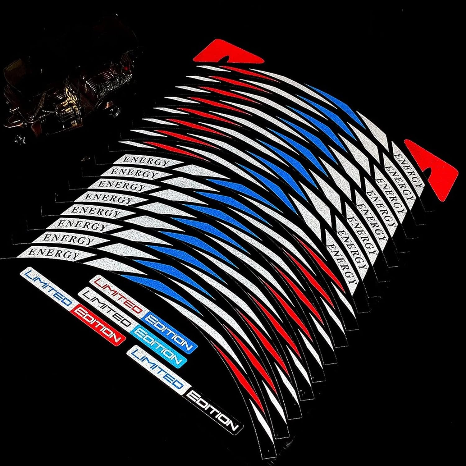 Stickers Covers for 14-Inch Wheels Strips Motorcycle Wheel Tire Stickers Car Reflective Rim Tape Motorbike Bicycle Auto Decals image number 2