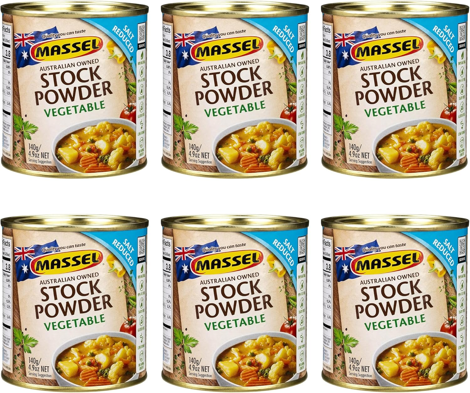 Massel Salt Reduced Vegetable Stock Powder - Plant Based, Low FODMAP & Gluten-Free, 140G X 6 Pack image number 5