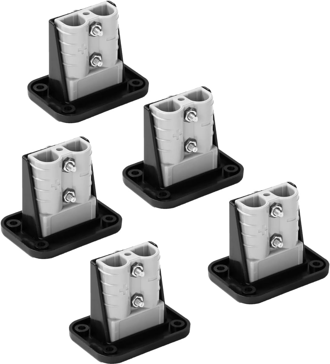 5-Pack 50Amp Power Connector Plug with Protective Cover Double Pole, for Anderson Plug Flush Mount, Quick Connect Disconnect for Caravan, Winches Forklifts Chargers and Trailers image number 2