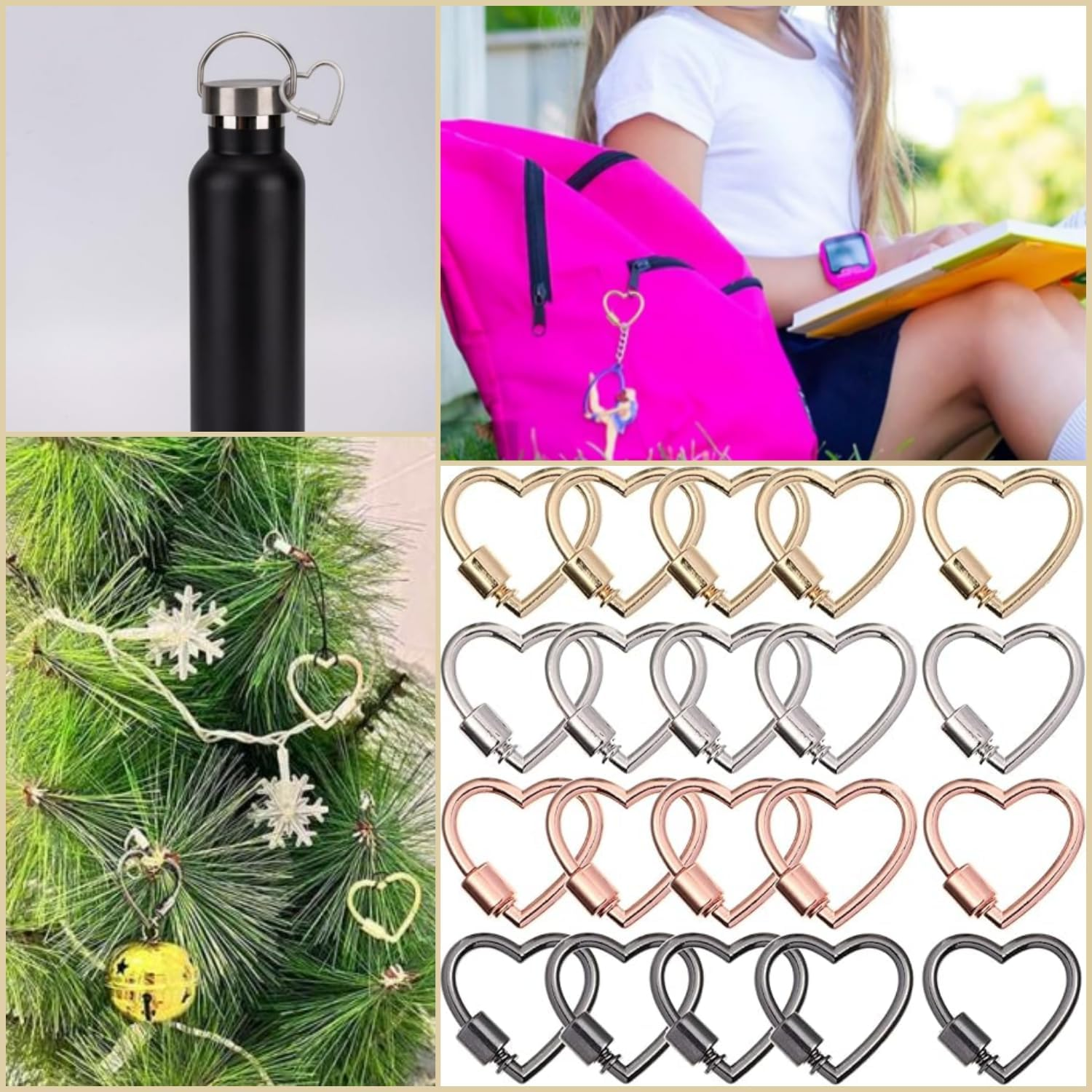 Taicols Heart Shaped Key Ring, 8 Pcs Heart Carabiner Clip, Cute Carabiner Keychain, Small Spring Snap Hooks, Mini Metal Heart Buckle, Carabiners Hiking Clips, Heart Shape Keychain Clip, Climbing Clips image number 5