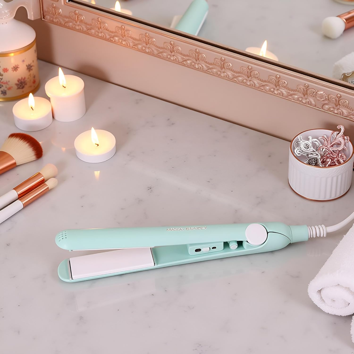 Blue Mini Hair Curler, Ceramic Mini Hair Curler for Short Hair Fine Hair, 2 in 1 Mini Ceramic Curler, Hair Straightener, Mini Curling Iron Barrel Short Hair, Hair Styling Tools Irons image number 2