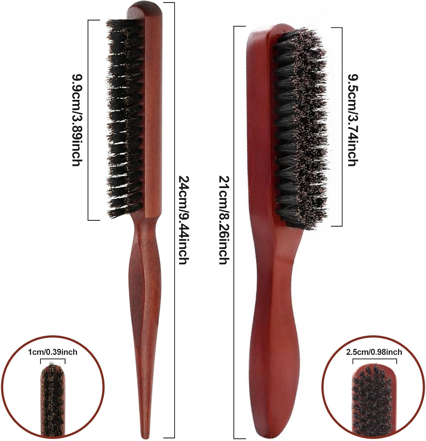 Cureder 2Pcs Boar Bristle Hair Brush Set for Women & Men, Detangling Salon Brush for Hair and Beard Cleaning image number 4