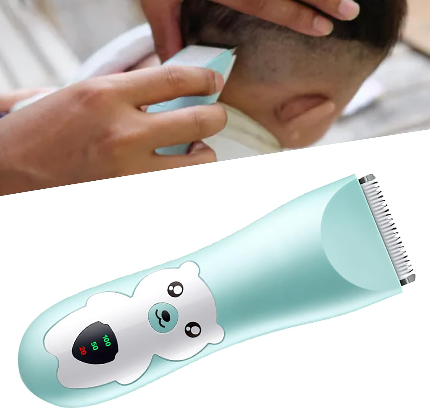Ultra Quiet Baby Hair Clipper Precise Trimming Cordless Cartoon Waterproof Hair Cutter with 2Pcs Guide Combs for Kids image number 5