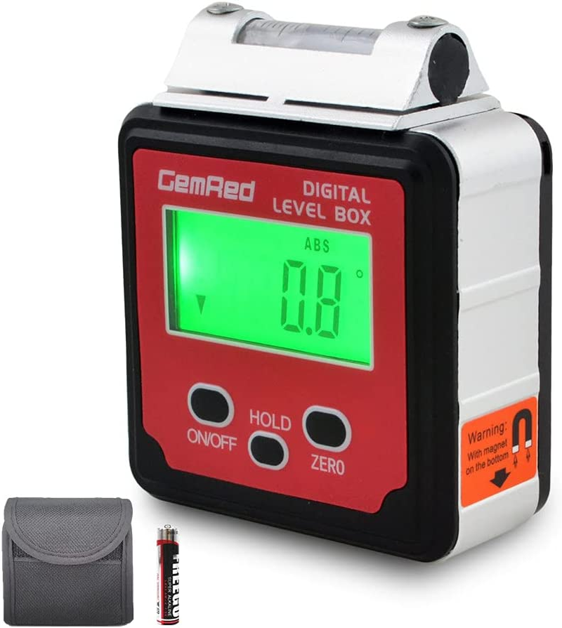 Gemred Digital Angle Gauge DAG-V1 for Measuring and Layout (Aluminum & Plastic （With Bubble Vial）)