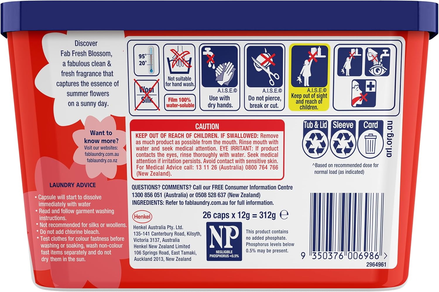 Fab Fresh Blossom Laundry Triple 26 Capsules 312 G image number 4