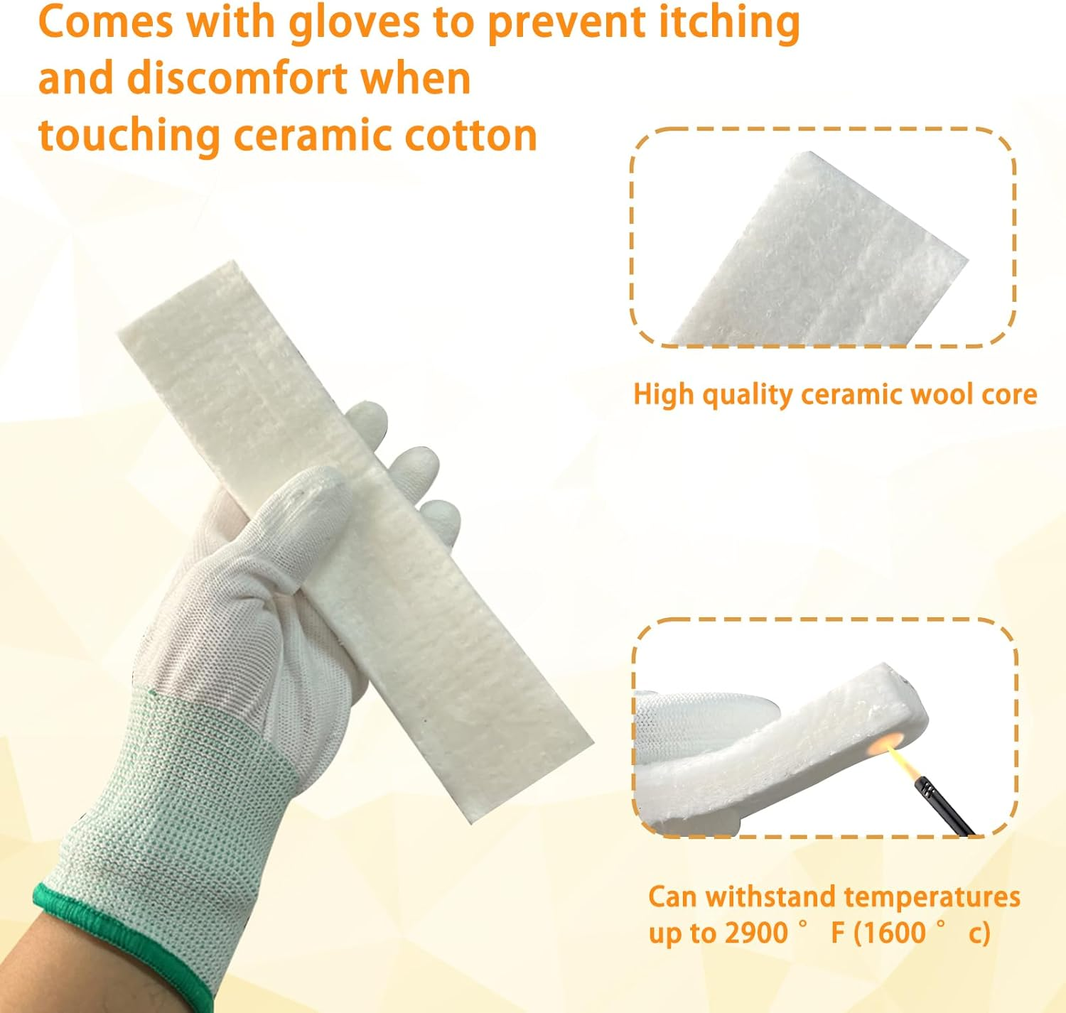 20 Pcs Ceramic Wool Wick for Tabletop Fire Pit, Carbon Felt Wick for Ethanol Fireplace Fuel Bioethanol Fuel to Extend Burning Time, Ceramic Fiber Insulation Wool Wick Sponge（8" L&times;2" W&times;0.4" H） image number 6