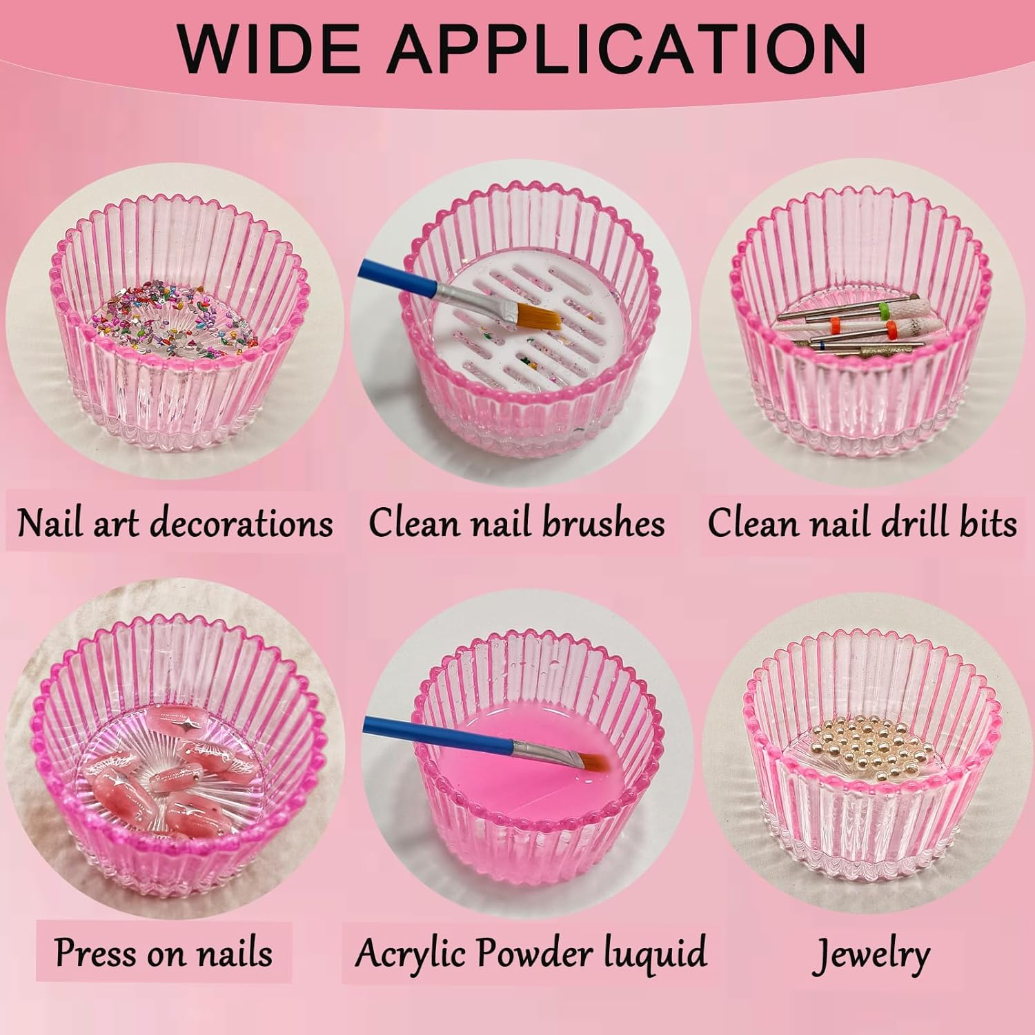 Monomer Dish Dappen Dish for Monomer Large Nail Cup for Nail Monomer Liquid Glass Nail Brushes Cup for Acrylic Liquid Powder Nail Glitter Gel Polish Remover Holder for Nail Salon Nail Art Business image number 1