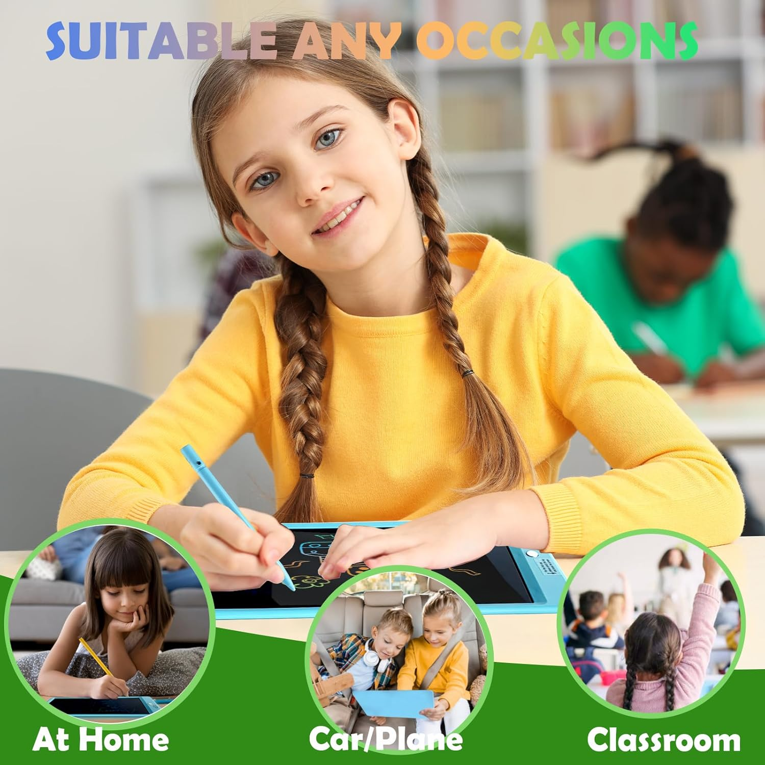 Oksoar Writing Tablet for Kids (Age 3-8), 10-Inch LCD Colorful Doodle Boards, Perfect for Christmas & Birthday Gifts, Learning Toys & Travel Essentials for Boys and Girls (Blue) image number 4