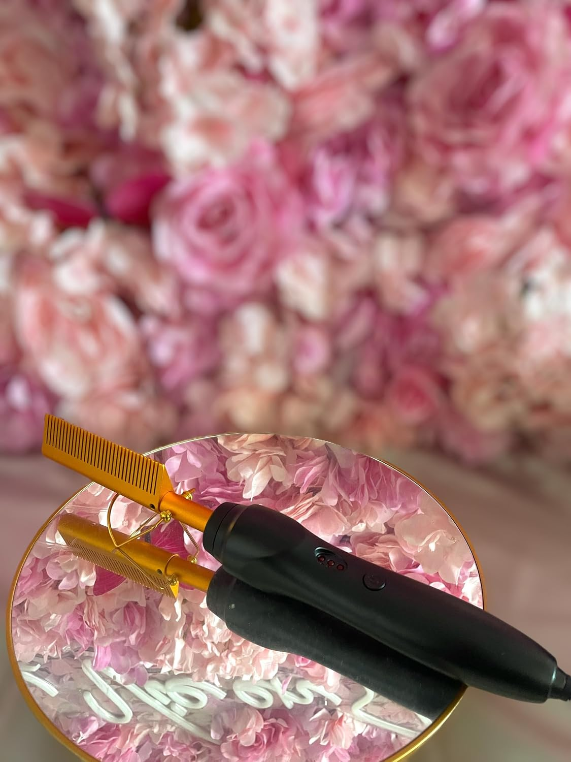 Electric Heat Comb/Hair Straightener with AU Plug, Ceramic Pressing Comb, Portable Curling Iron, High Heat, Auto Shut-Off