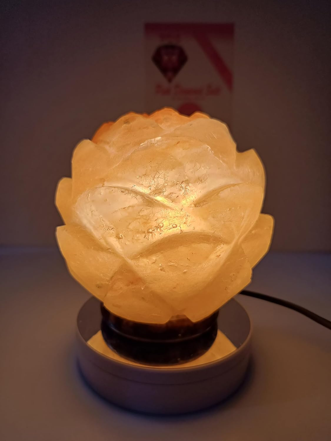 3-4 KG Premium Natural Flower Salt Lamp 100% Authentic, Handcrafted from the Foothills of the Himalayas Beautifully Hand Craft Large Flower Comes with Complete Electric Fitting