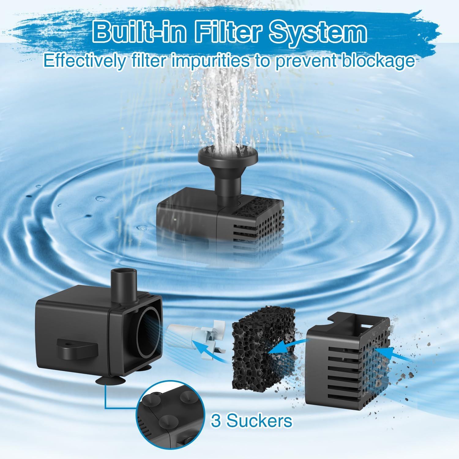 Solar Fountain Kit with Holder Glass Panel - No Battery, DIY Small Solar Water Pump Works in Shadow with Sucker for Bird Bath, Hummingbird, Water Feature, Outdoor, 9.84Ft Power Cord-Black image number 4