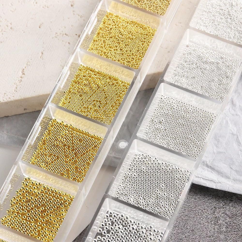 Sinikorya 3D Nail Studs Gold and Silver, Gold Caviar Beads, DIY for Mobile Phone Cases, Wedding Dresses, Cards, Scrapbooks, Birthdays, Christmas Party Decorations image number 5