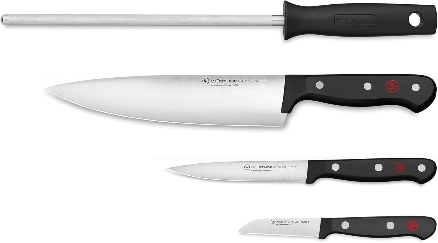 W&Uuml;STHOF Gourmet 4-Piece Knife Set, Black and Silver