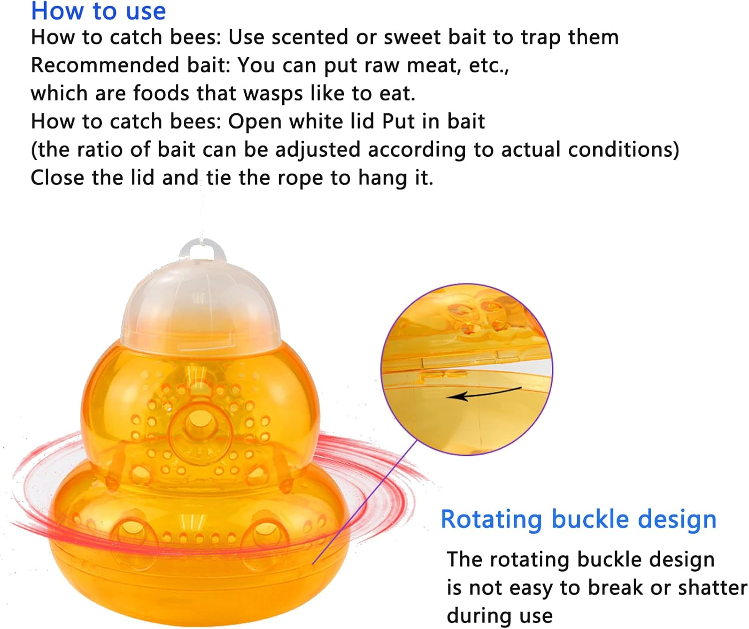 2 Pack No Bottom Seam Wasp Traps - Effective Outdoor Hornet Trap for Yellow Jackets and Bees - Safe, Natural and Reusable - Pest Repellent Solution for Your Garden