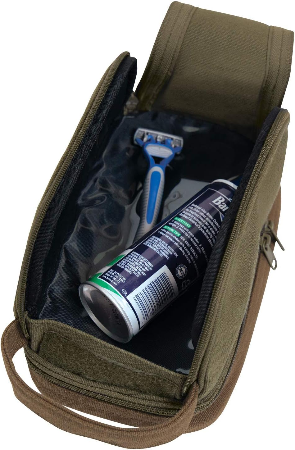 Rothco Deluxe Canvas Travel Kit &ndash; Vintage Dopp Toiletry Shower Organizer Shaving Bag, Olive Drab, Classic image number 2