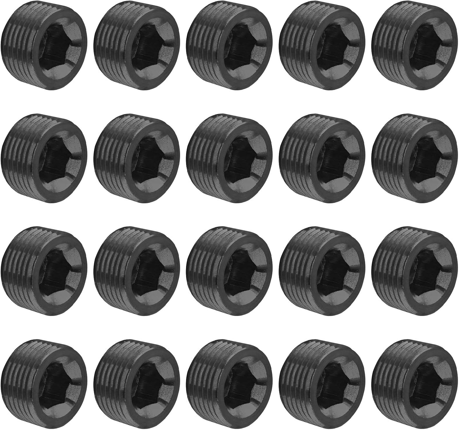 Glarks 60Pcs Carbon Steel 1/8 Inch 1/4 Inch 3/8 Inch 1/2 Inch 3/4 Inch NPT Male Pipe Plug Fitting Assortment Set Internal Hex Thread Socket Pipe Plug Kit image number 4
