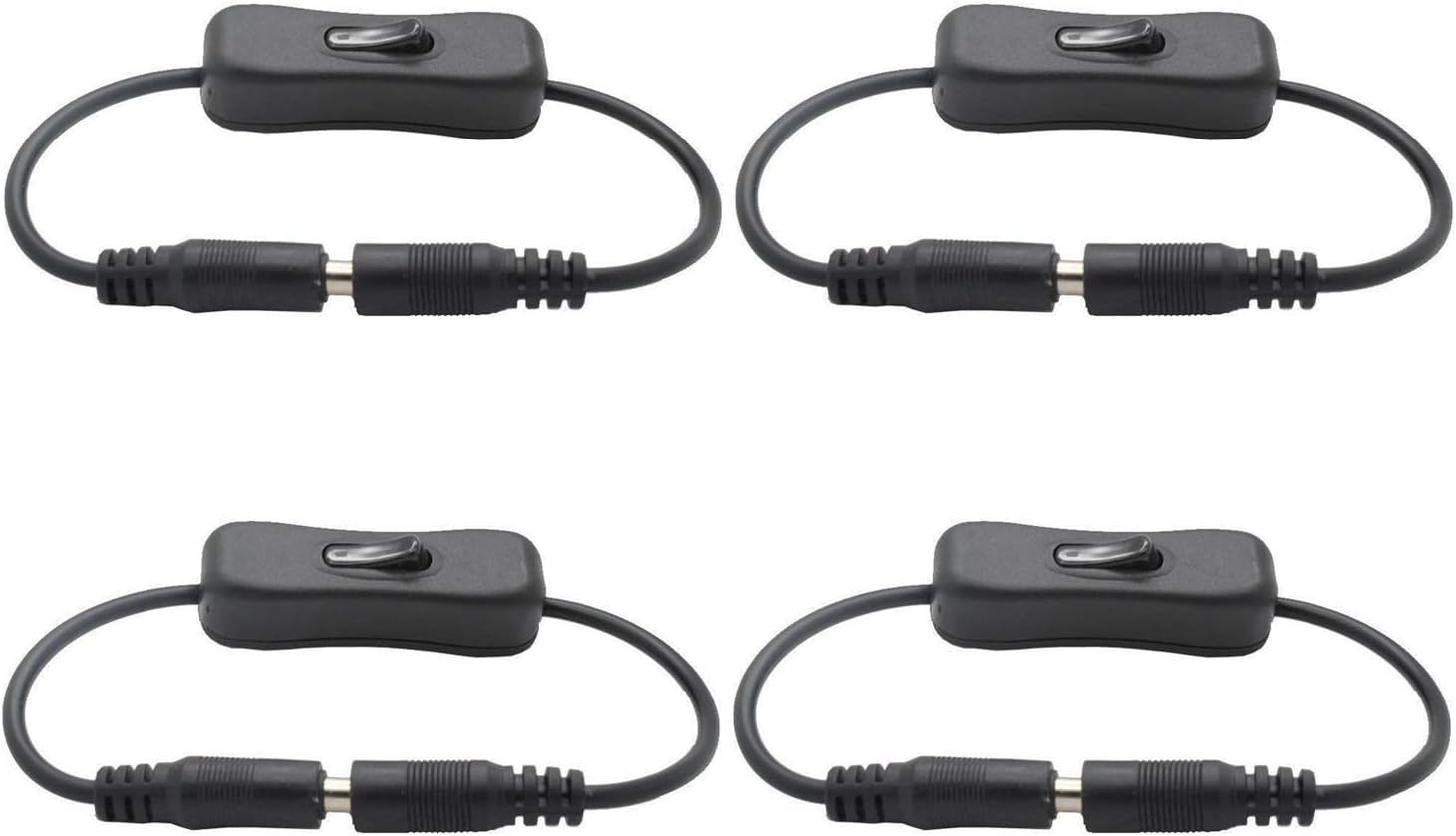 2Pcs LED Strip Light Inline On/Off Switch Cable DC Jack (5.5X2.1Mm) Male to Female Connector, 12V Inline Rocker Switch DC Power Adapter Connector