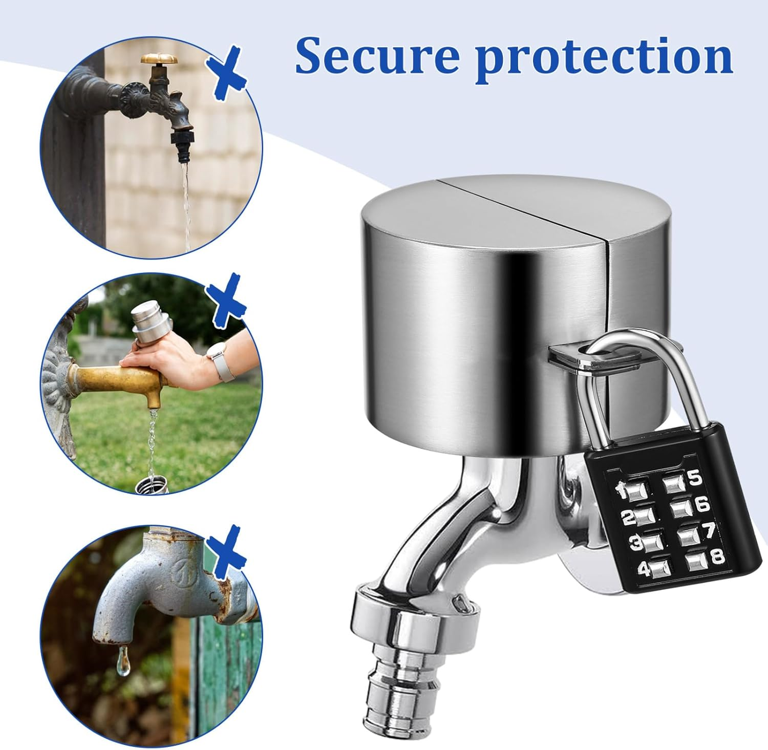 YARNOW Outdoor Faucet Lock Cover with Coded Padlock - Weather Resistant Hose Bib Lock for Secure Garden and Home Water Tap Protection